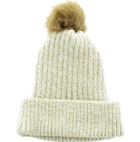 Stickad mössa m pälstofs beige beige Stickad mössa m pälstofs beige beige