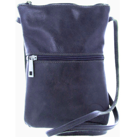 Citybag marin i skinn med blommigt foder